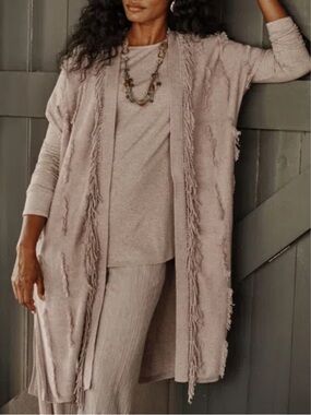 J.Jill Pure Elements Frayed Knit Open Front Vest